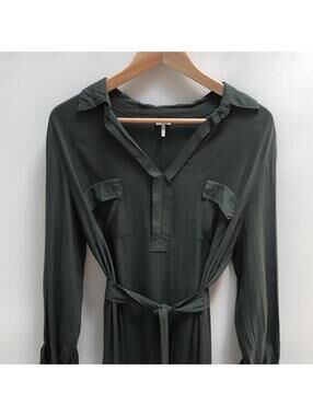Splendid dress with two front pockets and tie belt - dark teal green - L